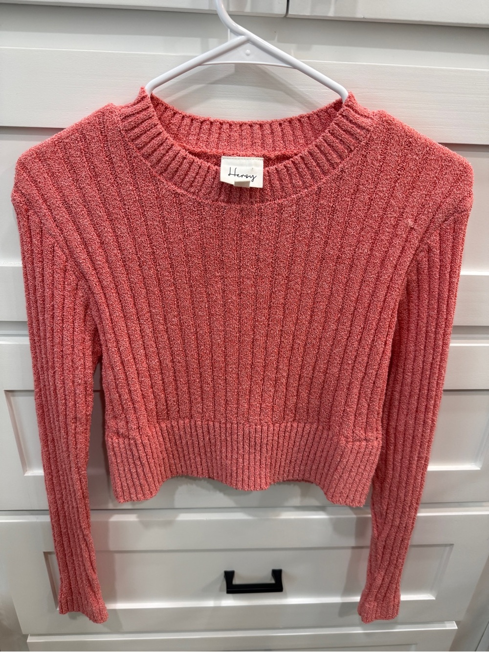Women's Ribbed Crewneck Sweater - Coral Pink